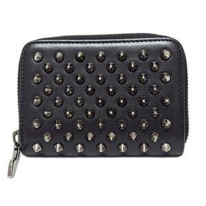 CHRISTIAN LOUBOUTIN Panettone - Black Silver Leather Hardware Coin Case